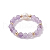 3Pcs Natural Lapis Lazuli/Garnet/Amethyst with Plastic Pearl with Glass Braided Beaded Finger Rings RJEW-JR00671-5