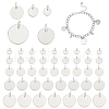  50Pcs 5 Styles 304 & 201 Stainless Steel Flat Round Tag Charms STAS-NB0001-93-1