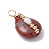 Copper Wire Wrapped Natural Brecciated Jasper & Natural Cultured Freshwater Pearl Beads Pendants PALLOY-JF03645-03-3