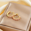 Stylish Brass Cubic Zirconia Hoop Earrings JG4210-5