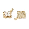 Brass & Shell & Clear Cubic Zirconia Pendants KK-G497-12G-2