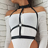 PU Leather & Alloy Harness Chest Waist Chain for Women WGB91D6-04-4