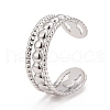 304 Stainless Steel Triple Line Open Cuff Ring for Women RJEW-C025-07P-1