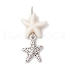 7Pcs 7 Styles Natural Howlite Starfish & Alloy Sea Animals Pendants PALLOY-JF03752-02-3