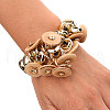 Flat Round Alloy & Natural Coconut & CCB Plastic Beaded Bracelets for Women WG3C418-01-2