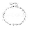 304 Stainless Steel Hollow Heart Link Chain Anklets for Women AJEW-AN00684-2