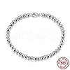 Rhodium Plated 925 Sterling Silver Round Ball Chain Bracelets BJEW-I314-012A-P-2
