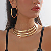 Chunky Alloy 3 Circles Choker Necklace & Hoop Earring FS-WG64904-01-1