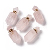 Faceted Bullet Natural Rose Quartz Perfume Bottle Pointed Pendants G-A026-07C-1