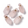 Faceted Bullet Natural Rose Quartz Perfume Bottle Pendants G-A026-07C-1