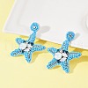 Starfish Glass Seed Beads Dangle Stud Earrings EJEW-S273-03-2