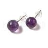 Natural Amethyst Stud Earrings G-B075-02P-04-1