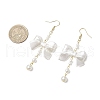 304 Stainless Steel ABS Plastic Imitation Pearl Bowknot Dangle Earrings EJEW-JE06412-3