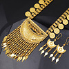 Moon & Flat Round Brass Tassel Pendant Necklaces & Dangle Earrings Sets FS-WG7FC34-01-4