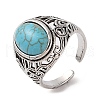 Oval Synthetic Turquoise Cuff Rings RJEW-B107-06AS-02-2