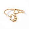 Ion Plating(IP) 201 Stainless Steel Paw Print and Heart Finger Ring RJEW-J051-27G-2