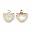 Natural Quartz Crystal Semi Circle Pendants X-G-Q965-09-2