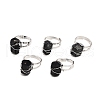 Adjustable Wire Wrapped Natural Gemstone Finger Rings RJEW-I066-A-2