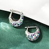 Oval Brass Micro Pave Colorful Cubic Zirconia Hoop Earrings EJEW-S277-10P-B-3