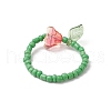Glass Beads with Acrylic Charms Finger Rings RJEW-TA00205-5