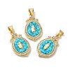 Rack Plating Brass Micro Pave Cubic Zirconia with Synthetic Opal Pendants KK-D088-17G-1