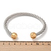 304 Stainless Steel Cuff Bangles BJEW-M136-01D-PG-5