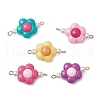 Two Tone Opaque Acrylic & Glass Pearl Flower Connector Charms PALLOY-JF03484-01-1