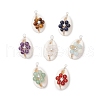 7Pcs 7 Styles Natural Stone Beaded Flower Copper Wire Wrapped Natural Cowrie Shell Pendants PALLOY-JF03440-02-1