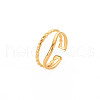 Ion Plating(IP) 304 Stainless Steel Double Line Open Cuff Ring for Women RJEW-S405-211G-3