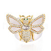 Brass Micro Pave Cubic Zirconia Adjustable Open Cuff Rings for Women RJEW-N051-04GP-2