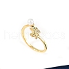 Brass Micro Pave Cubic Zirconia and Shell Pearl Cuff Rings RJEW-D318-01G-3