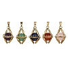 Natural Mixed Gemstone Round Bead Pendants PALLOY-JF02415-01-1