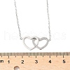 201 Stainless Steel Interlocking Heart Pendant Necklaces for Women NJEW-D307-01P-3
