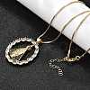 Brass Clear & Blue Cubic Zirconia Nossa Senhora Aparecida Virgin Pendant Necklaces for Women NJEW-U039-01A-G-3