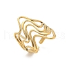Ion Plating(IP) 304 Stainless Steel Wave Open Cuff Ring for Women RJEW-M025-01G-4