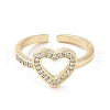 Clear Cubic Zirconia Hollow Out Heart Open Cuff Ring RJEW-I094-03G-2