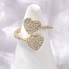 Brass Micro Pave Cubic Zirconia Cuff Rings for Women RJEW-C129-12G-2