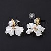 Acrylic Imitation Shell Dangle Stud Earrings with 925 Sterling Silver Pins EJEW-L281-07LG-3