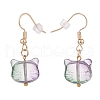 Glass Cat Dangle Earrings EJEW-JE04960-4
