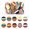 Beadthoven 20Pcs 10 Colors Opaque Tri-color Resin & Walnut Wood Pendants RESI-BT0001-18-1