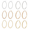  6 Pairs 6 Style 304 Stainless Steel Flattened Big Hoop Earrings for Women STAS-TA0001-89-2