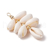 Natural Cowrie Shell Color-Changing Cluster Pendants PALLOY-JF03560-01-3