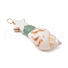 3Pcs 3 Styles Dyed Synthetic Turquoise Star & Natural Green Aventurine Chip & Natural Shell Pendants PALLOY-JF03691-4
