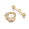 Brass Micro Pave Clear Cubic Zirconia Toggle Clasps KK-Q278-005-NF-4