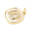 Rack Plating Brass Micro Pave Clear Cubic Zirconia Pendants KK-E102-33G-Q-2