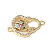 Brass Micro Pave Colorful Cubic Zirconia Heart Handbag Connector Charms KK-A252-21G-2