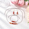 Round Natural Striped Agate/Banded Agate Beaded Necklace & Bracelet & Dangle Earring Sets SJEW-JS01328-1