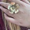 Flower 304 Stainless Steel Adjustable Finger Rings for Women FS-WGB09C1-01-2