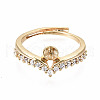 Brass Micro Pave Clear Cubic Zirconia Peg Bails Cuff Finger Ring Settings KK-T056-115G-NF-2
