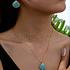 Shell Shape Zinc Alloy Enamel Pendant Necklace & Stud Dangle Earring Sets FS-WGDA6B7-01-2